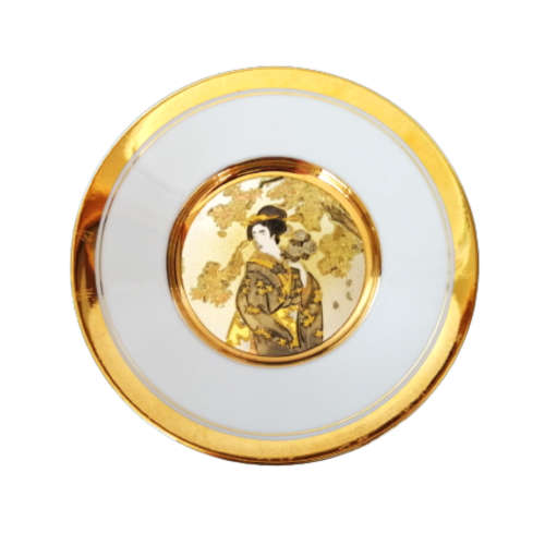 Hamilton Collection Japanese floral calendar Late Autumn Chokin plate 23K gold trim