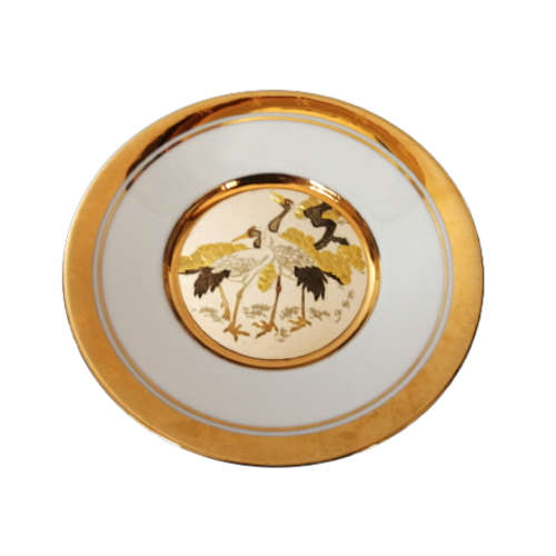 Hamilton Collection Japanese floral calendar New Years Day Chokin plate 23K gold trim