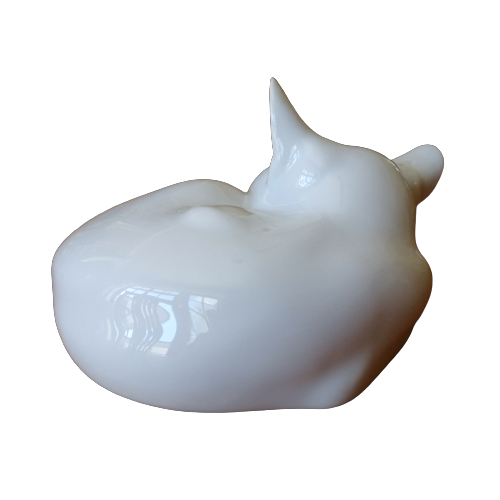 Royal Copenhagen Large White Sleeping Kitten Figurine # 422