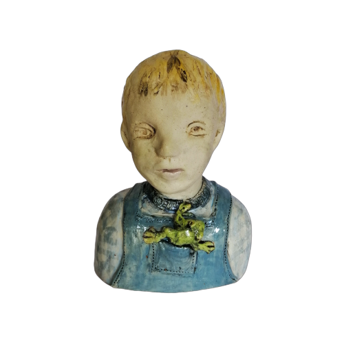 Cornelia Wessels bust of a young boy with a frog in his pocket