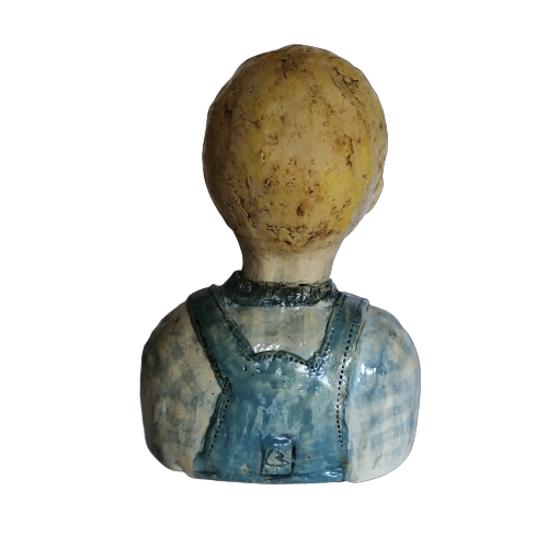 Cornelia Wessels bust of a young boy with a frog in his pocket