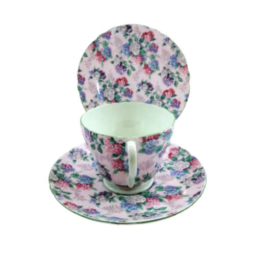 Shelley Pink Chintz Hydrangea Summer Glory Henley Shape Trio