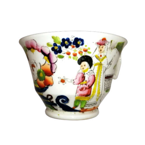 Georgian Hilditch & Son Chinoiserie Porcelain Tea Bowl and Saucer Duo