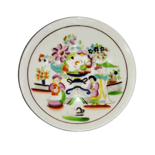 Georgian Hilditch & Son Chinoiserie Porcelain Tea Bowl and Saucer Duo