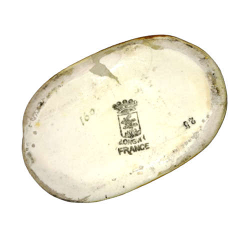 Longwy France Art Deco Cloisonne white craquelure moon flask shape