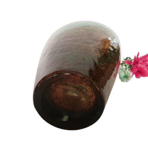 Handblown Large Turquoise and Brown Glass Vase