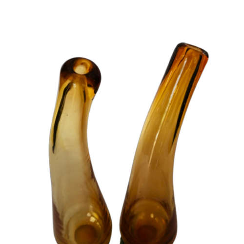 Murano Vintage Pair of Tall Amber Bud Vases