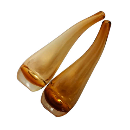 Murano Vintage Pair of Tall Amber Bud Vases