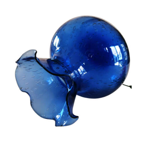 Beautiful Deep Blue Vase with a Ruffled Top