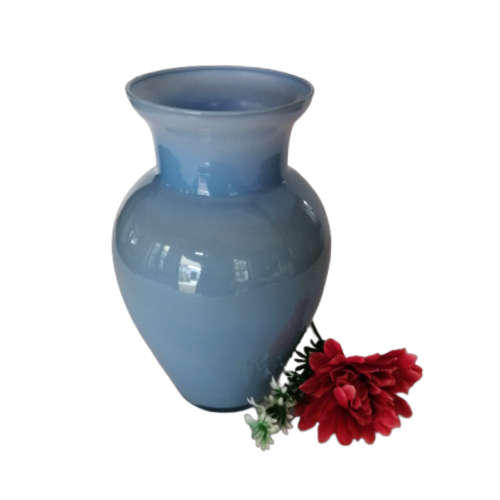 Goza Maltese Art Glass Blue Vase
