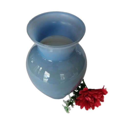Goza Maltese Art Glass Blue Vase