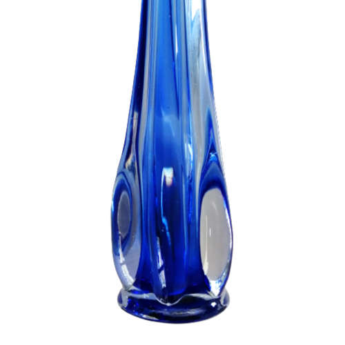 Vintage Art Glass Stunning Blue and Clear Tall Vase