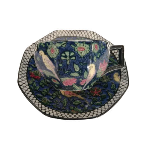 Antique Royal Doulton D4031 Cup and saucer Duo Chintz Persian Parrot Birds