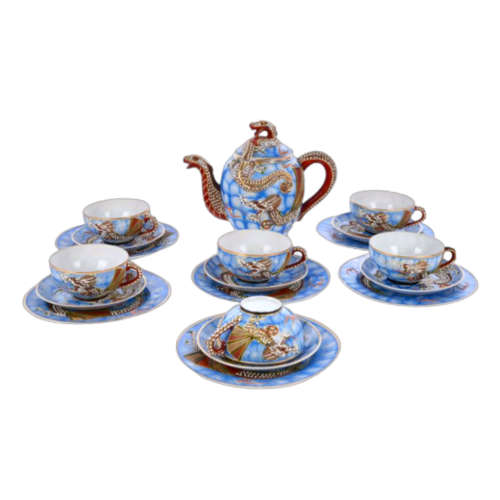 Mid 20th Century Dragonware Moriage Chukyo China Tea Set