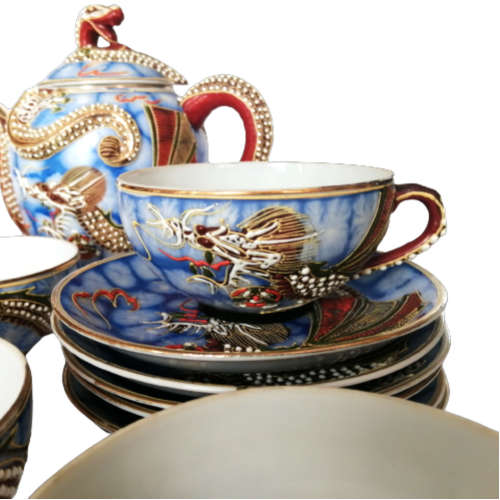 Mid 20th Century Dragonware Moriage Chukyo China Tea Set