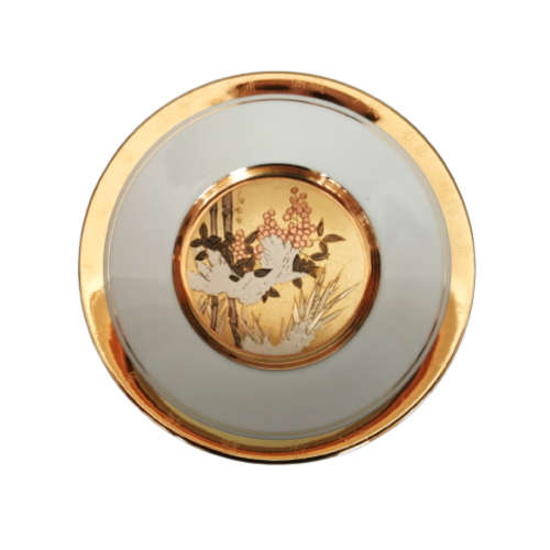 Hamilton Collection Japanese floral calendar Winter Chokin plate 23K gold trim