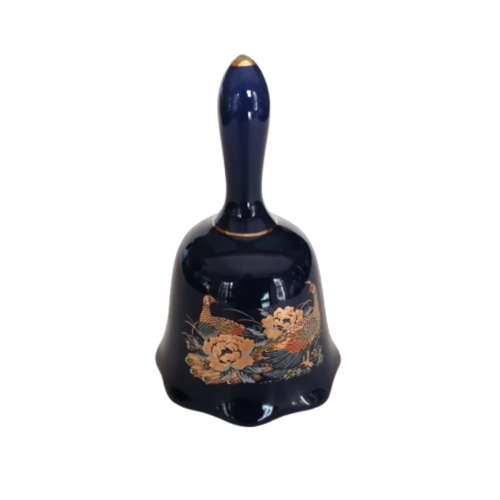 Kutani Cobalt Blue Bell peacocks and Gold lotus flowers.