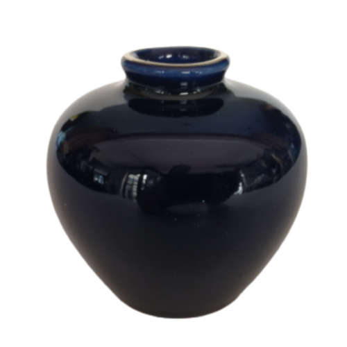 Kutani Cobalt Blue Vase Cart Gold and Pink Lotus Flowers.
