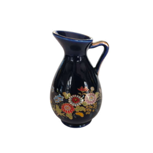 Kutani Cobalt Blue Jug with Flower Design