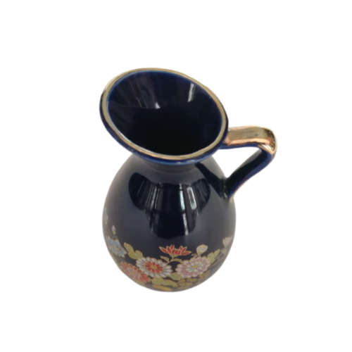 Kutani Cobalt Blue Jug with Flower Design