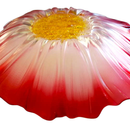 Huge Garbo Glassware pink color flower shape glass fruit plate