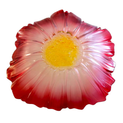 Huge Garbo Glassware pink color flower shape glass fruit plate