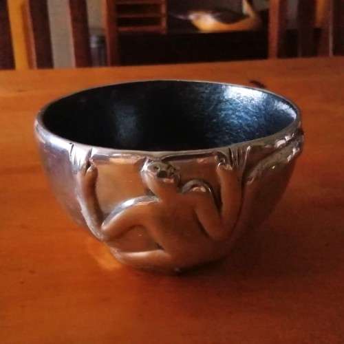 Early Carrol Boyes Functional Art Pewter Bowl Dish Man Climbing