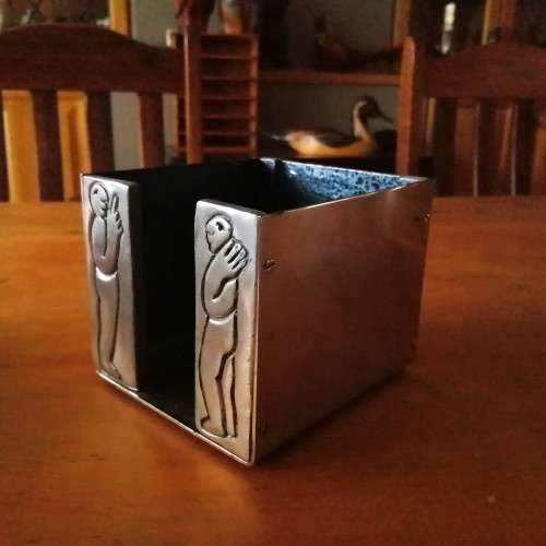 Early Carrol Boyes Functional Art Pewter Bowl Heavy Notepad Holder