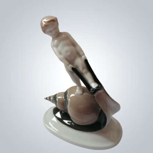 Rosenthal Figurine Selb- Bavaria Figurine of Boy Riding a Snail.