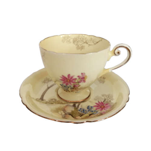 Shelley Fine Bone China Duo Hand Painted Tree And Flower Decoration