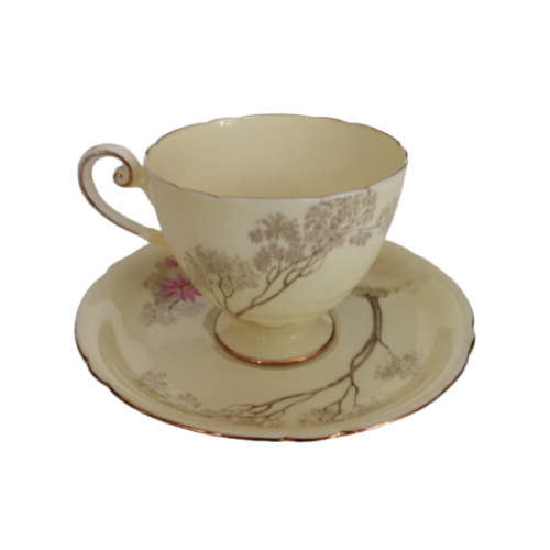 Shelley Fine Bone China Duo Hand Painted Tree And Flower Decoration