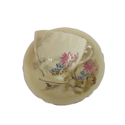 Shelley Fine Bone China Duo Hand Painted Tree And Flower Decoration