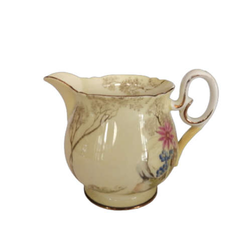 Shelley Fine Bone China Milk Jug Hand Painted Tree And Flower Decoration