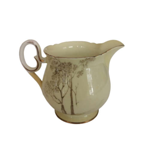 Shelley Fine Bone China Milk Jug Hand Painted Tree And Flower Decoration