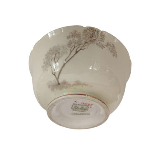 Shelley Fine Bone China Sugar Bowl Hand Painted Tree And Flower Decoration