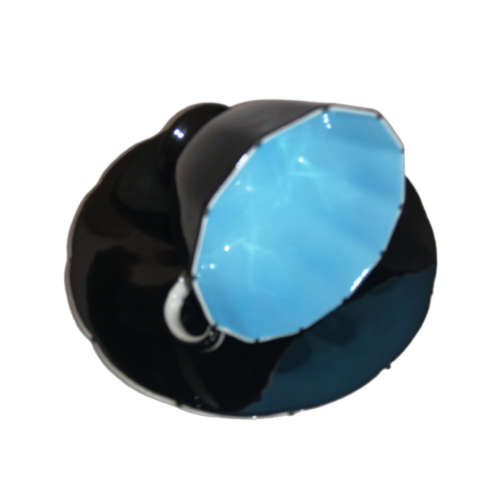 Royal Floral Vintage Black and Turquoise Bone China Trio