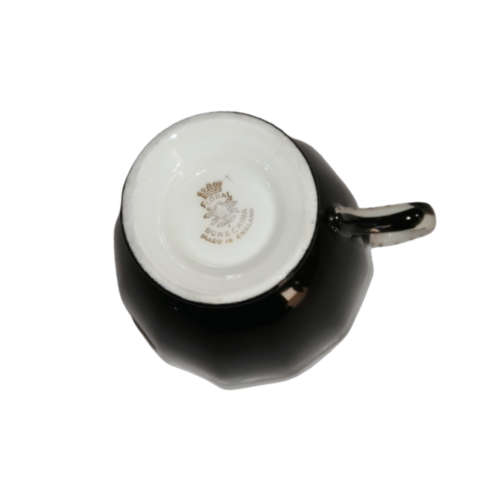 Royal Floral Vintage Black and Turquoise Bone China Trio