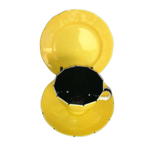Royal Floral vintage Bright Yellow and Black Bone China Trio