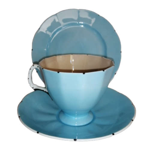 Royal Floral vintage Blue and Dusty Pink Bone China Trio
