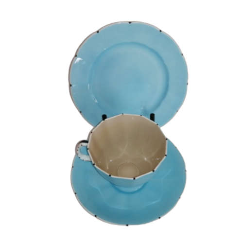 Royal Floral vintage Blue and Dusty Pink Bone China Trio
