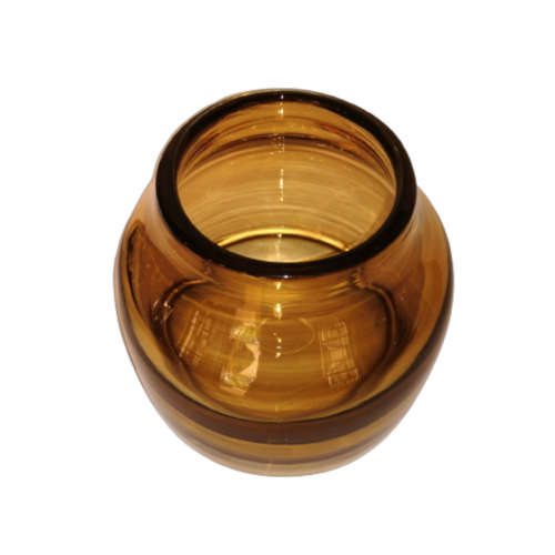 Hand Blown Heavy Glass Round Vase Vibrant Amber