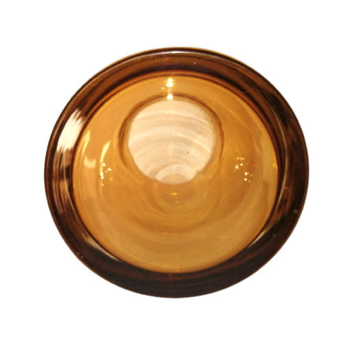 Hand Blown Heavy Glass Round Vase Vibrant Amber