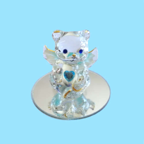 Crystal Angel Bear March Aquamarine or December Zircon