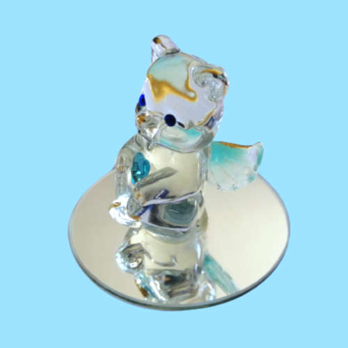 Crystal Angel Bear March Aquamarine or December Zircon