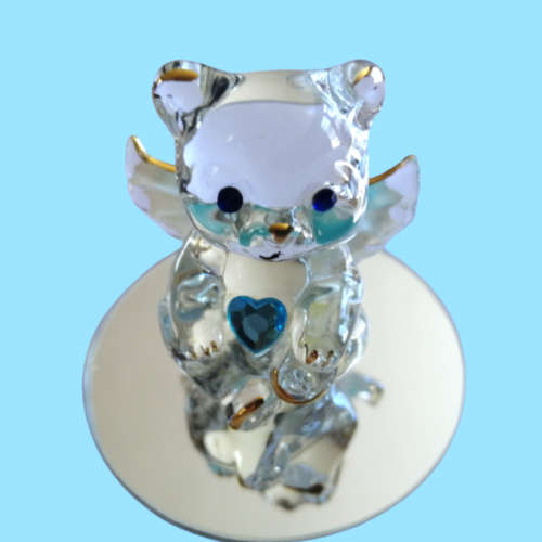 Crystal Angel Bear March Aquamarine or December Zircon