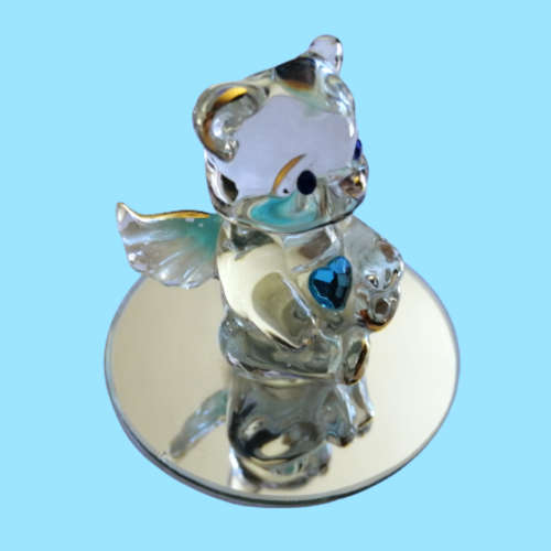 Crystal Angel Bear March Aquamarine or December Zircon