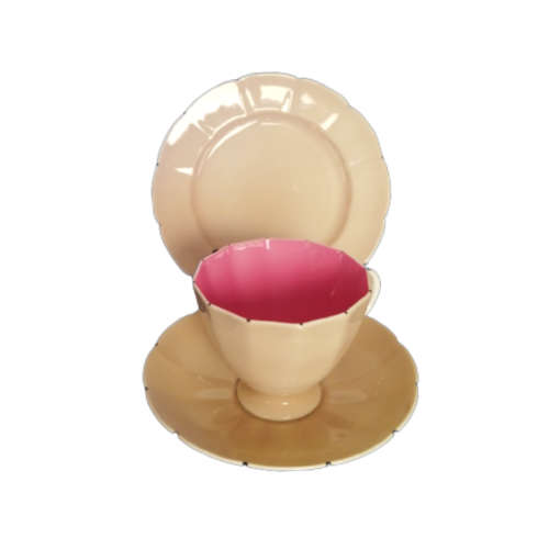 Royal Floral vintage Bright Pink and Dusty Pink Bone China Trio