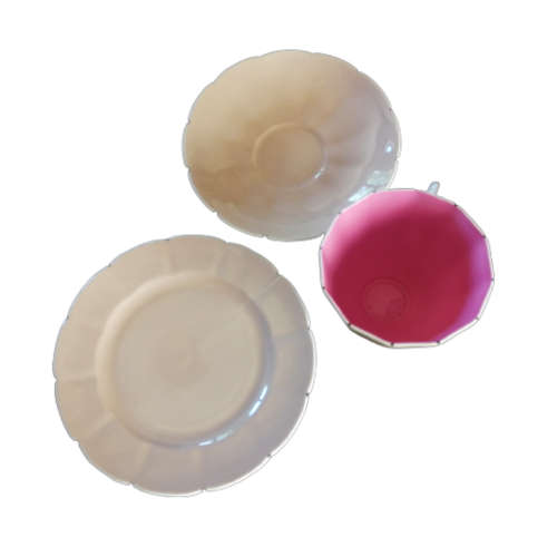 Royal Floral vintage Bright Pink and Dusty Pink Bone China Trio
