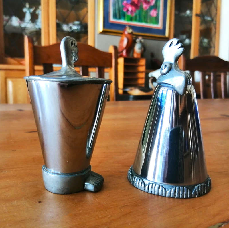Carrol Boyes Pewter Man and Woman Salt and Pepper Pots