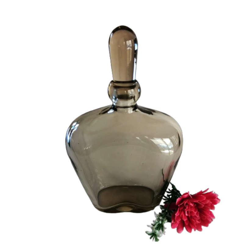 Large and Heavy Elegant Smokey Grey Glass Decanter